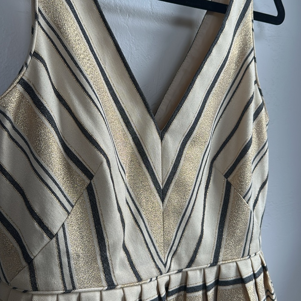 J crew Elegant Striped Cream and Black Dress - Picture 4 of 8